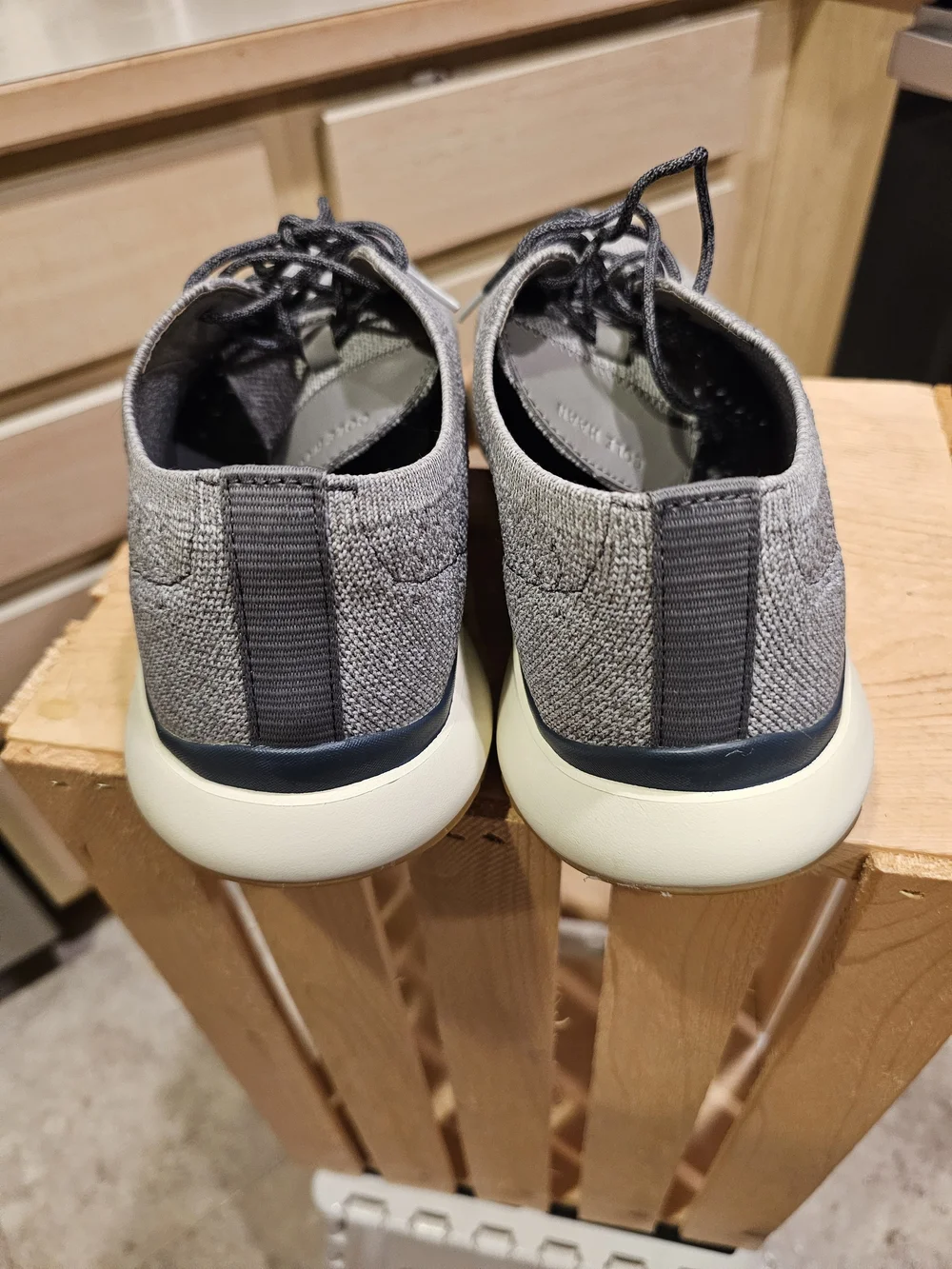 Cole Haan Men's Knit Oxfords in Light Gray with Black Laces